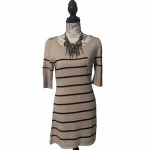 Takeout Beige and Brown Striped Mini Dress